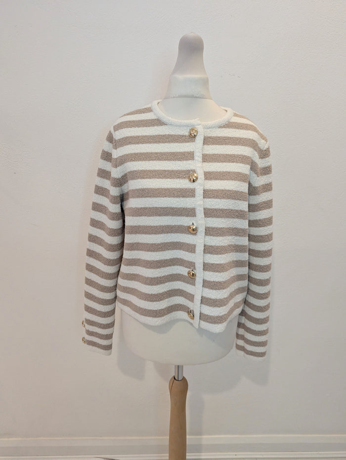 H&M Taupe Stripe Cardigan S
