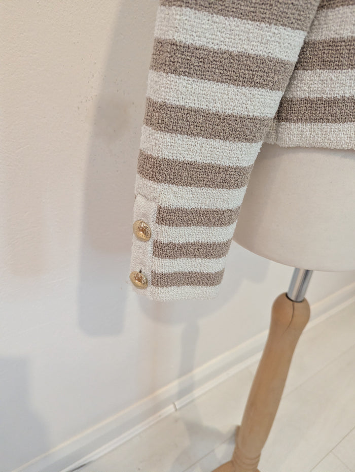 H&M Taupe Stripe Cardigan S