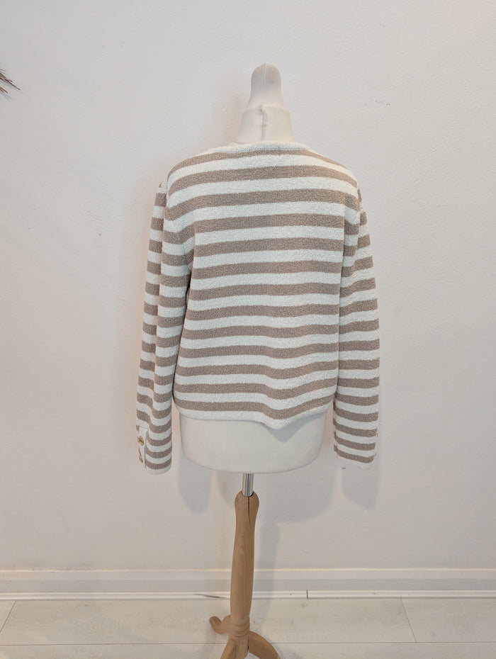 H&M Taupe Stripe Cardigan S