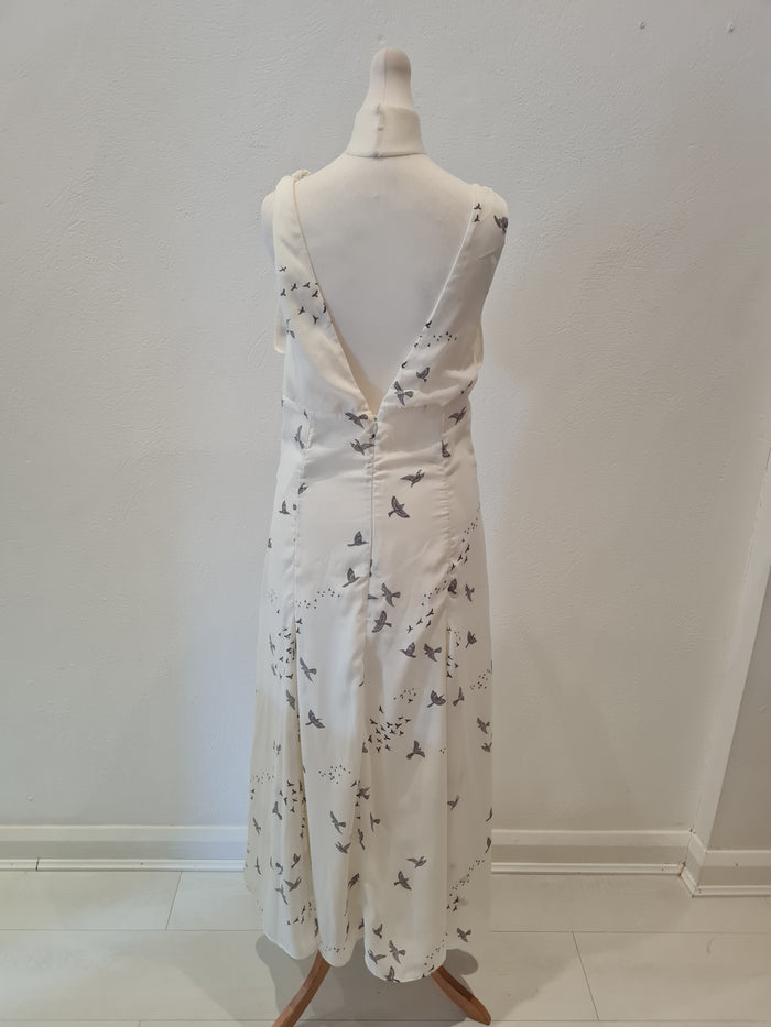 H&M White bird print Dress New 10 RRP £35