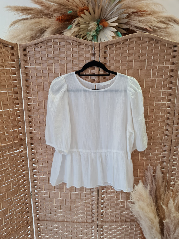 H&M White Cheese cloth peplum top Size M