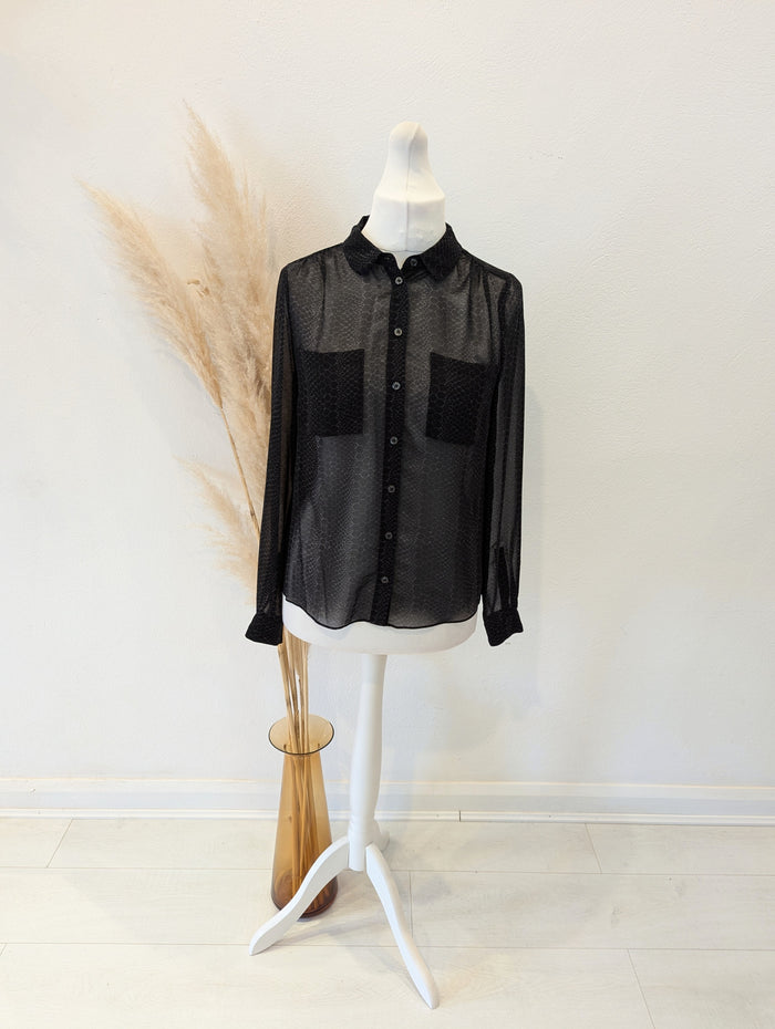 Hobbs Animal Print Sheer Blouse 10