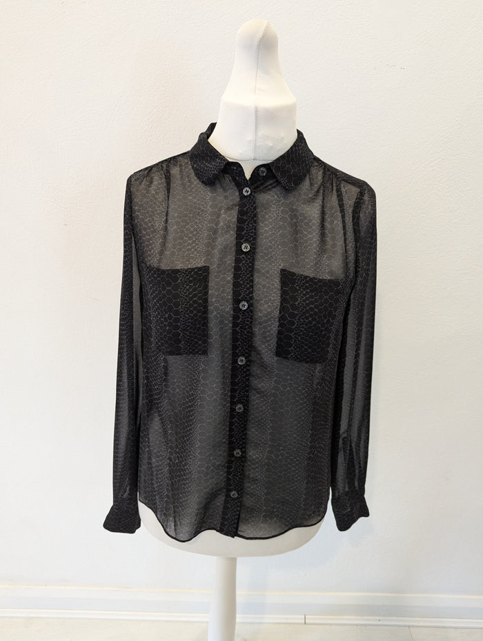 Hobbs Animal Print Sheer Blouse 10