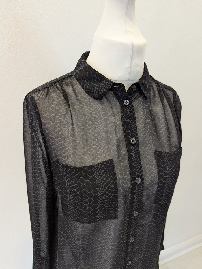 Hobbs Animal Print Sheer Blouse 10