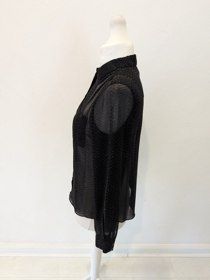 Hobbs Animal Print Sheer Blouse 10