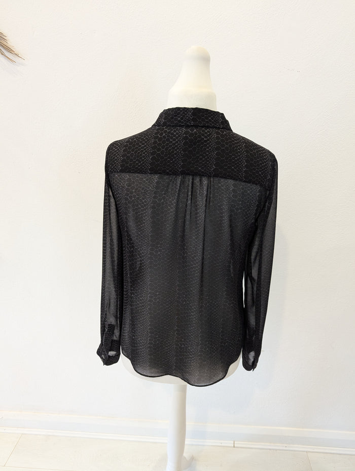 Hobbs Animal Print Sheer Blouse 10