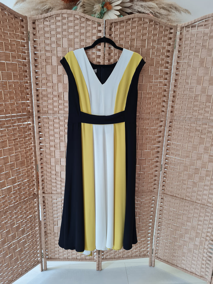 Hobbs Black/Mustard Maxi Dress 16