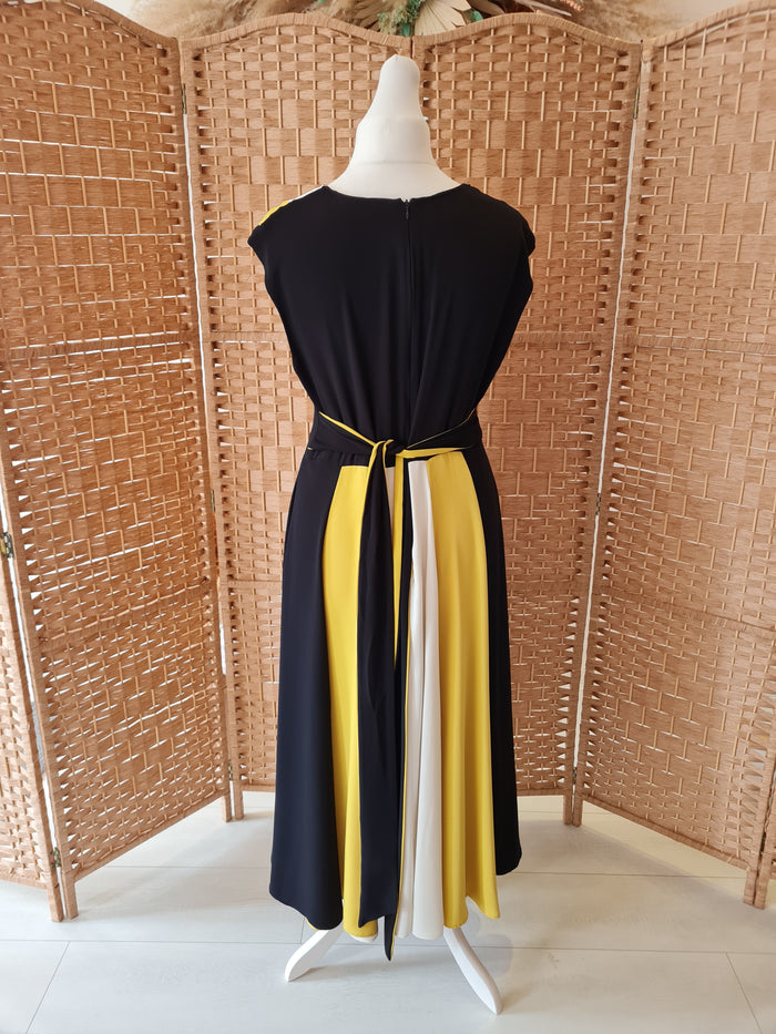 Hobbs Black/Mustard Maxi Dress 16