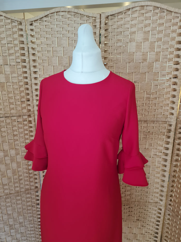 Hobbs red Frill Sleeve Dress 10