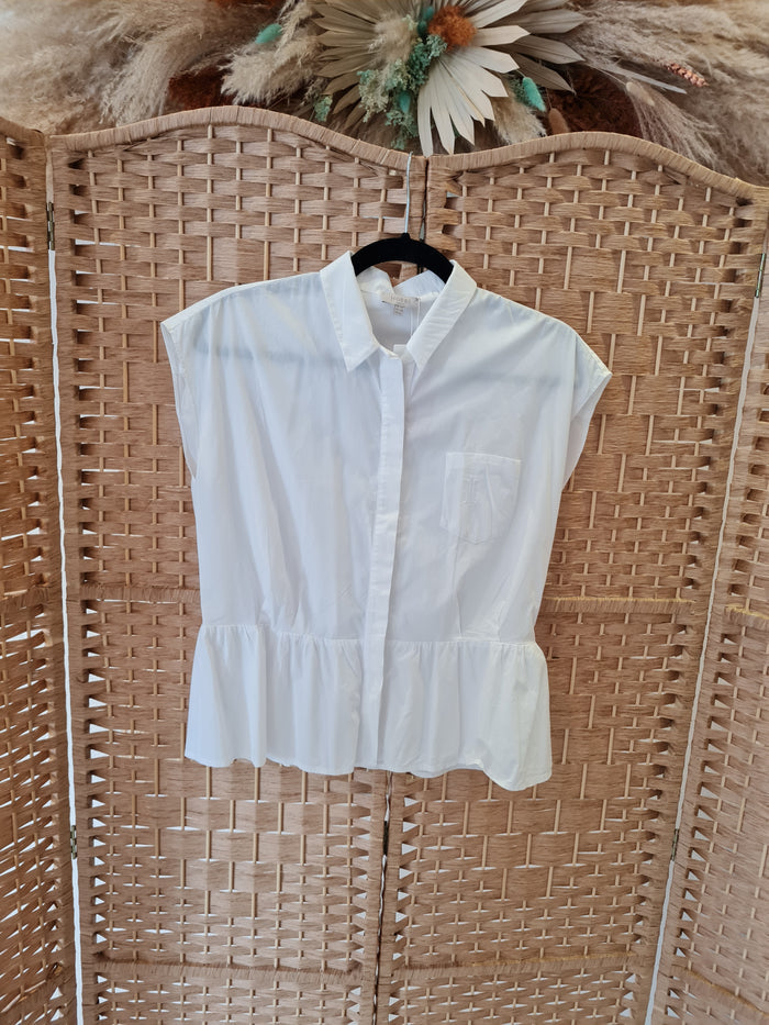 Hobbs White Sleeveless peplum shirt 10
