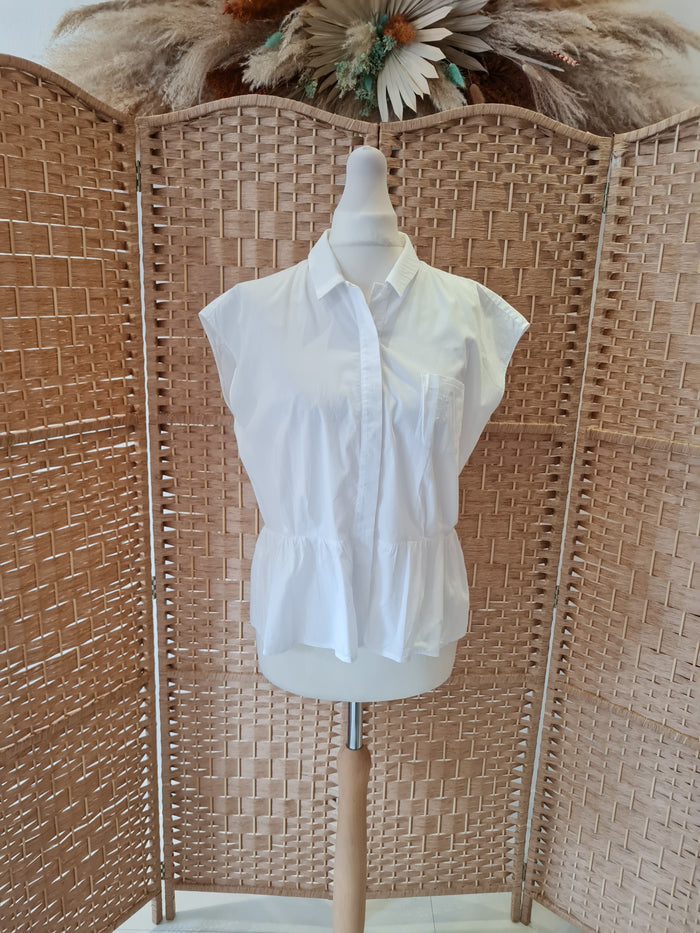 Hobbs White Sleeveless peplum shirt 10