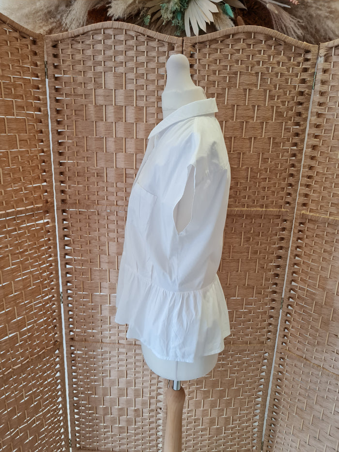 Hobbs White Sleeveless peplum shirt 10