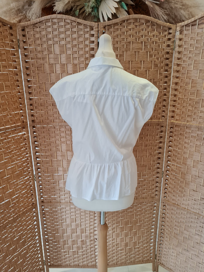 Hobbs White Sleeveless peplum shirt 10