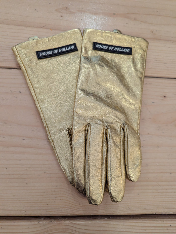 House of Holland Gold Metallic Gloves