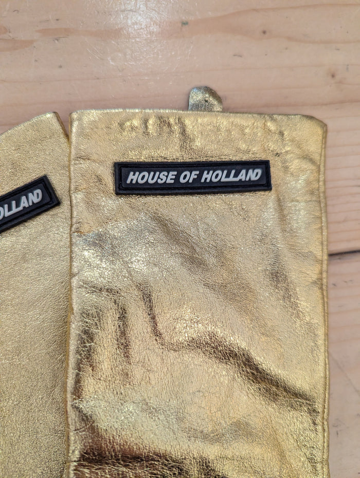 House of Holland Gold Metallic Gloves