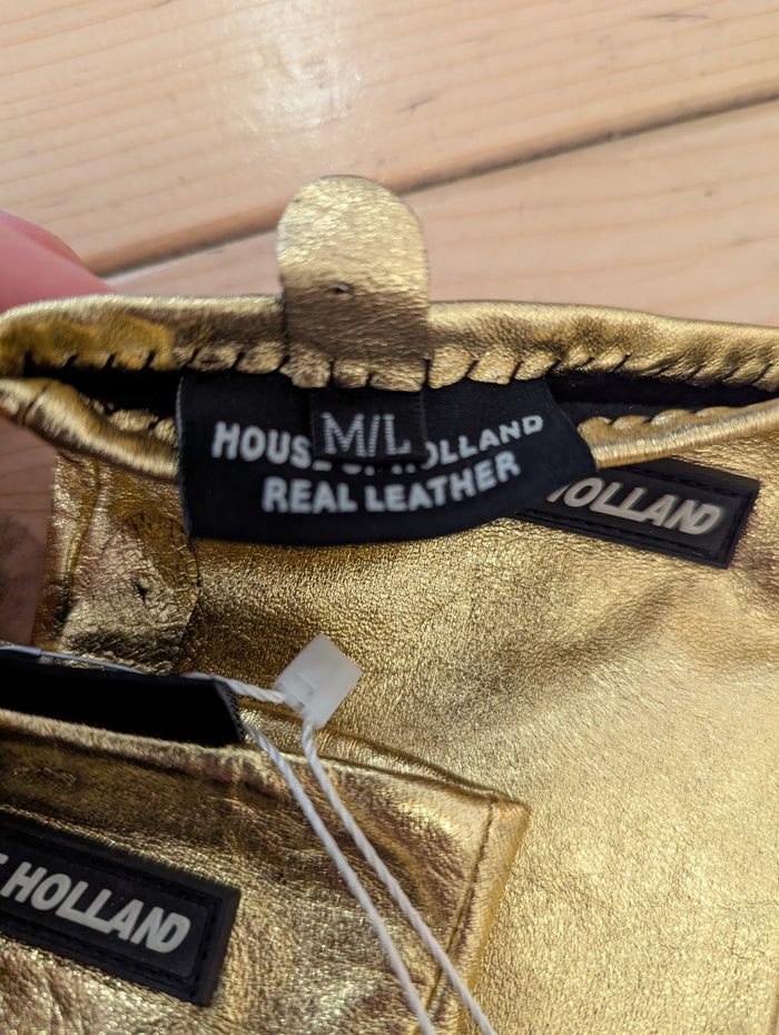 House of Holland Gold Metallic Gloves