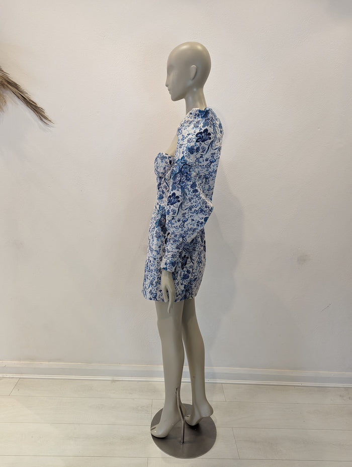 House of London blue/ white puff shoulder dress M
