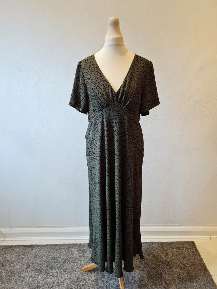 Hush Green leopard Tea Dress 12 New RRP £89
