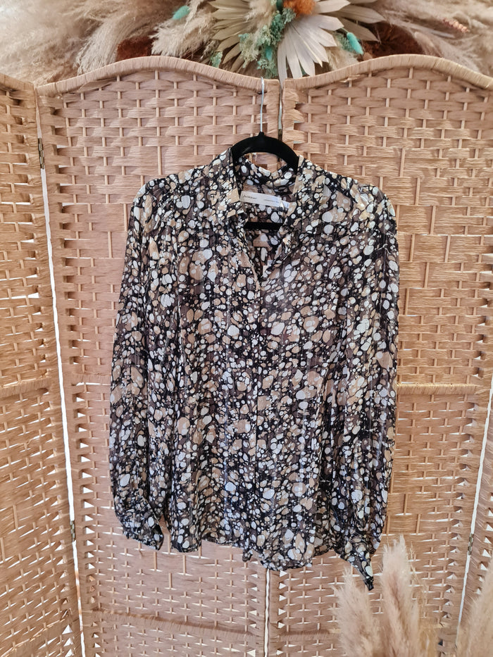 InWear Brown Multi blouse 8 New RRP £80