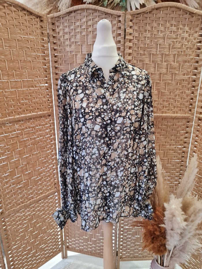 InWear Brown Multi blouse 8 New RRP £80