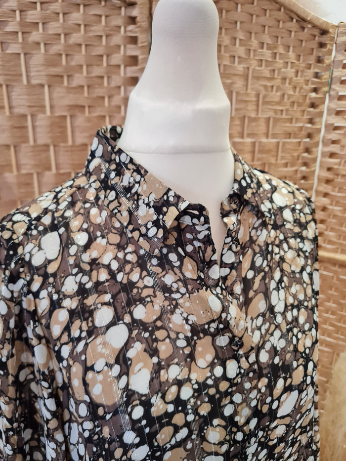 InWear Brown Multi blouse 8 New RRP £80