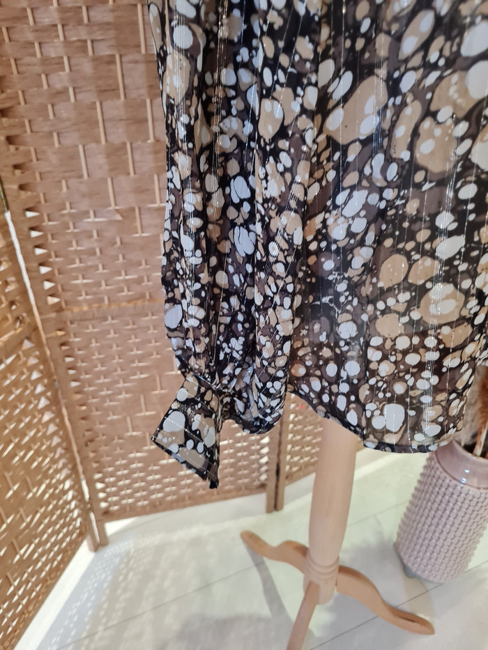 InWear Brown Multi blouse 8 New RRP £80