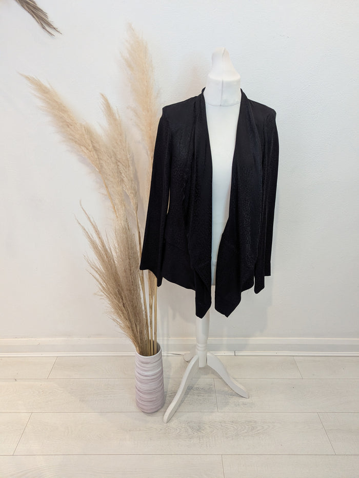 IRO Black Silk Waterfall Jacket 12 NWT 395 E