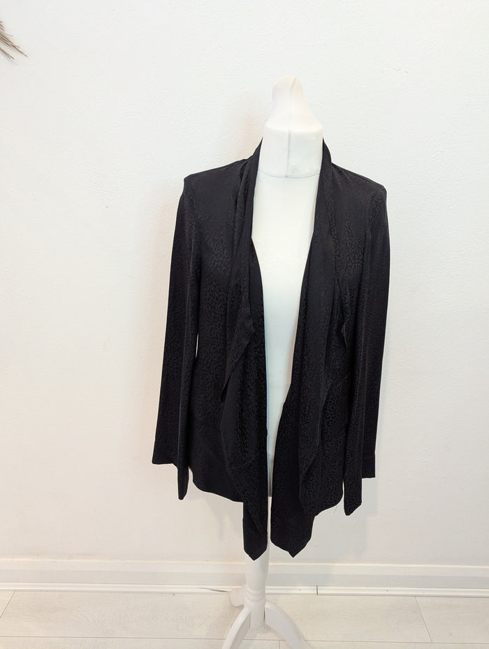 IRO Black Silk Waterfall Jacket 12 NWT 395 E