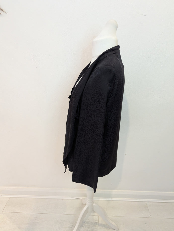 IRO Black Silk Waterfall Jacket 12 NWT 395 E