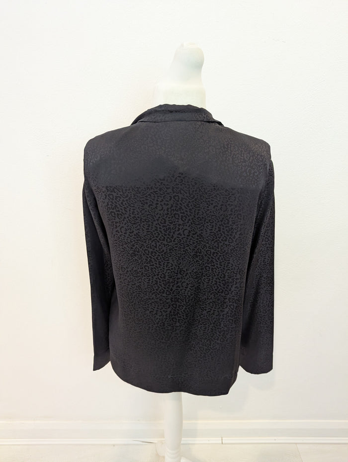 IRO Black Silk Waterfall Jacket 12 NWT 395 E