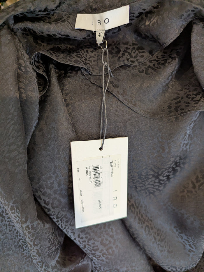 IRO Black Silk Waterfall Jacket 12 NWT 395 E