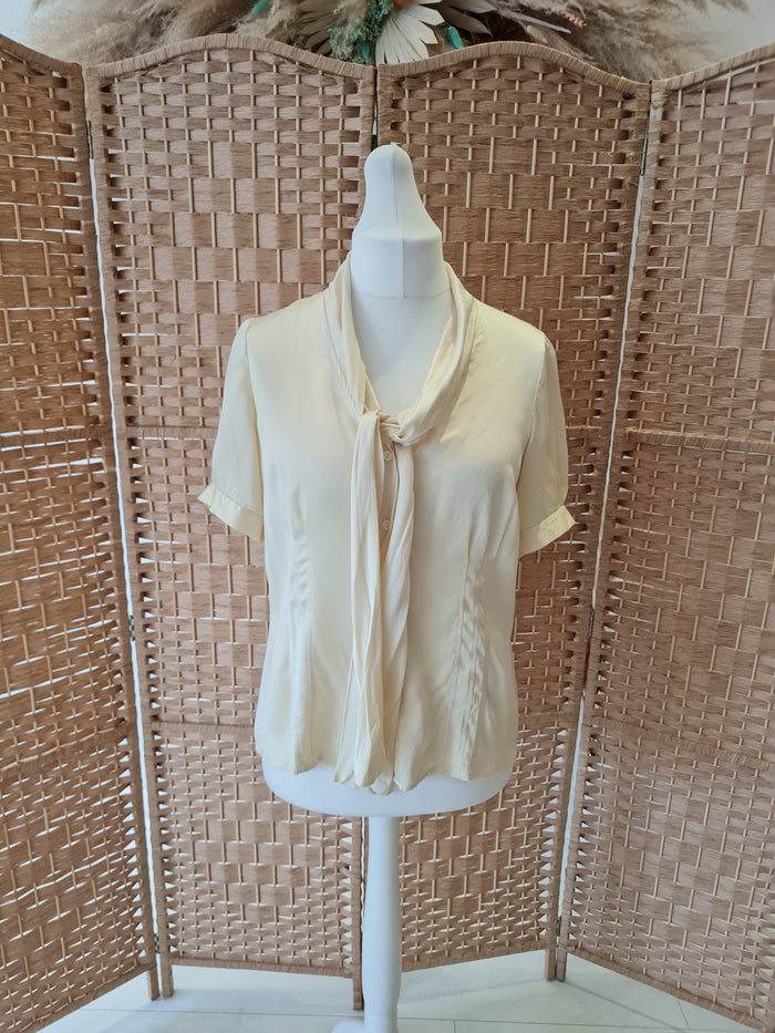 Italian Silk - Cream silk top with neck tie