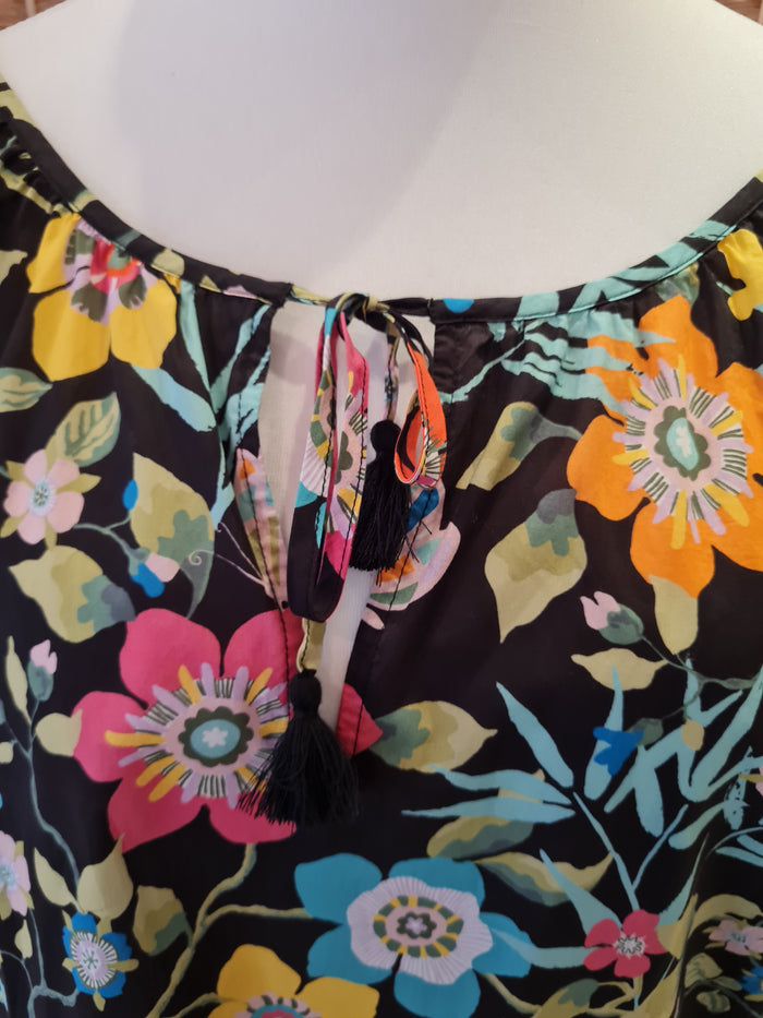 J Crew Black Floral Tunic Dress XL