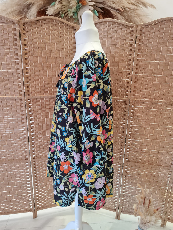 J Crew Black Floral Tunic Dress XL