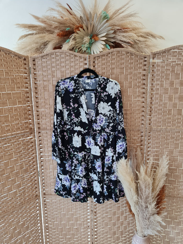 Jacqueline de yong Black Floral Dress Size 10/12