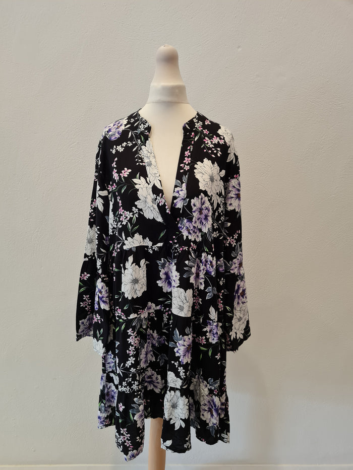 Jacqueline de yong Black Floral Dress Size 10/12