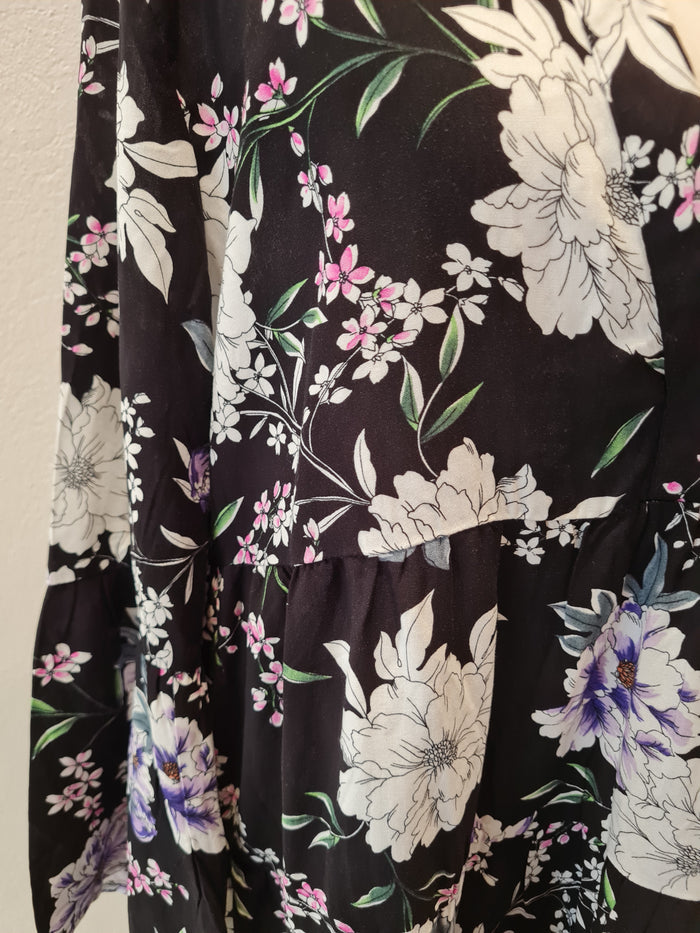 Jacqueline de yong Black Floral Dress Size 10/12