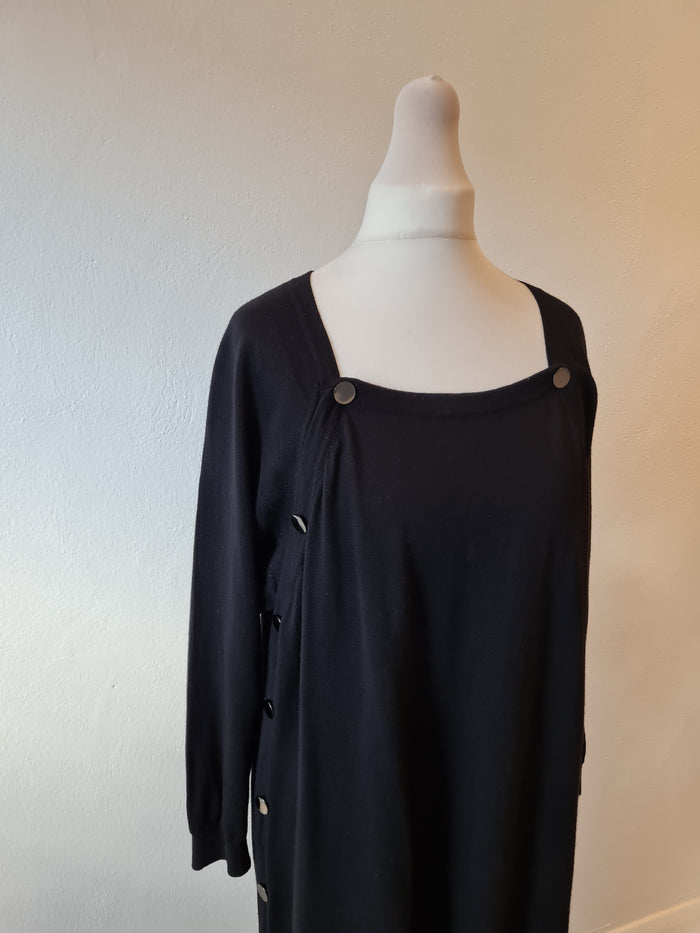 Jaeger Black Button Front Dress Size L
