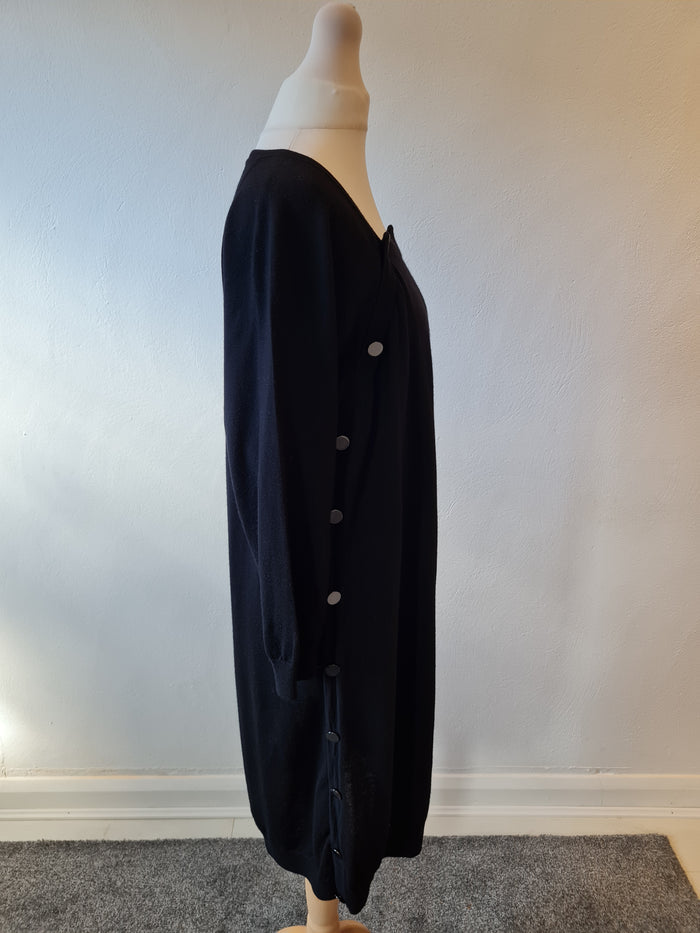 Jaeger Black Button Front Dress Size L