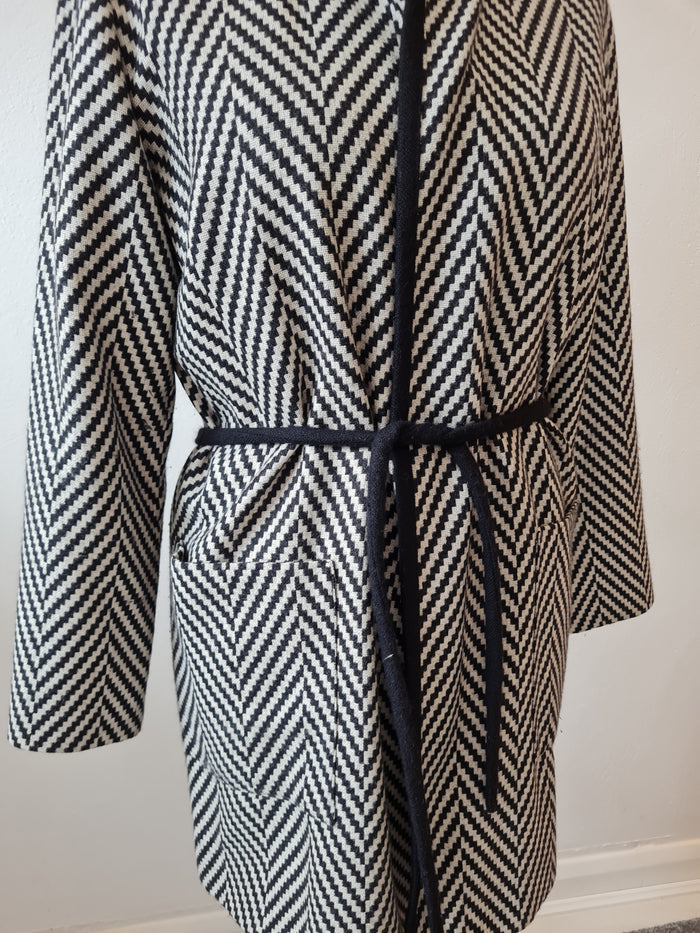 Jaeger Black/Grey Herringbone Coatigan 12