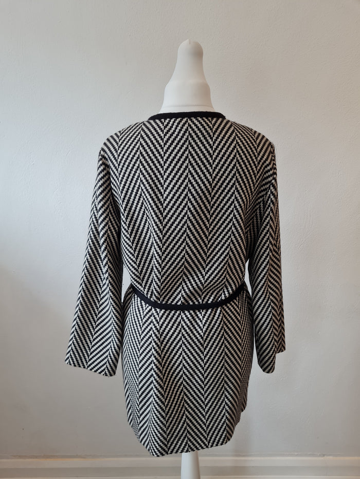 Jaeger Black/Grey Herringbone Coatigan 12
