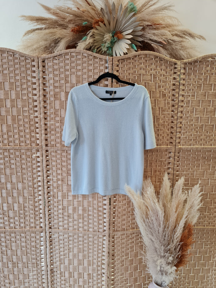 Jaeger Duckegg cashmere short sleeve Jumper Size L