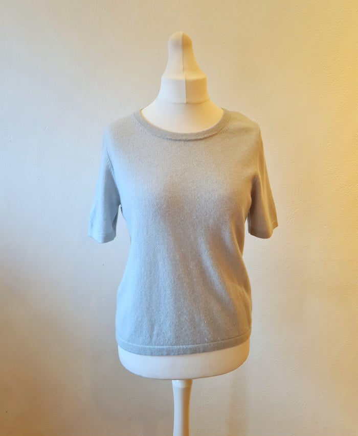 Jaeger Duckegg cashmere short sleeve Jumper Size L