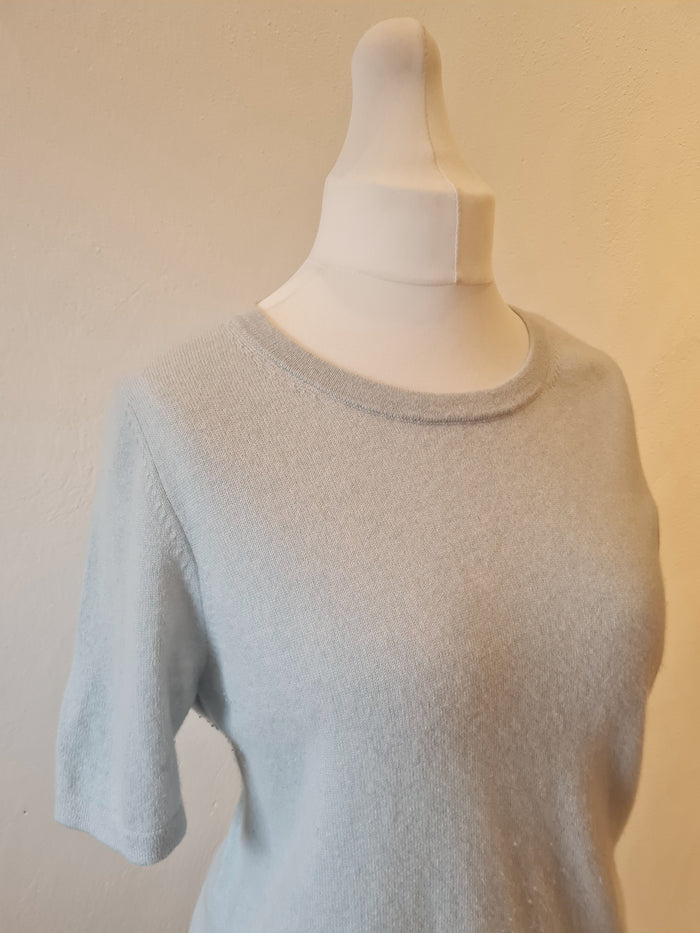 Jaeger Duckegg cashmere short sleeve Jumper Size L