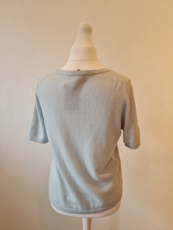 Jaeger Duckegg cashmere short sleeve Jumper Size L