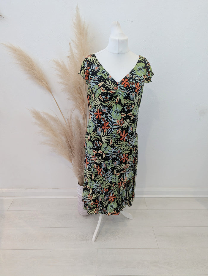Jaeger Green Orange Dress 18