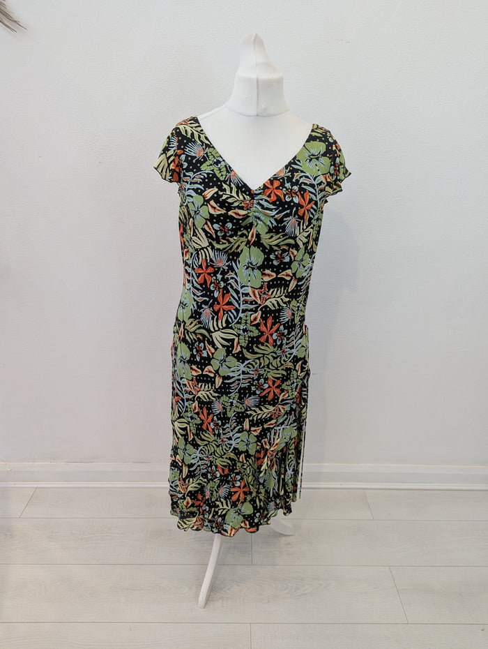 Jaeger Green Orange Dress 18
