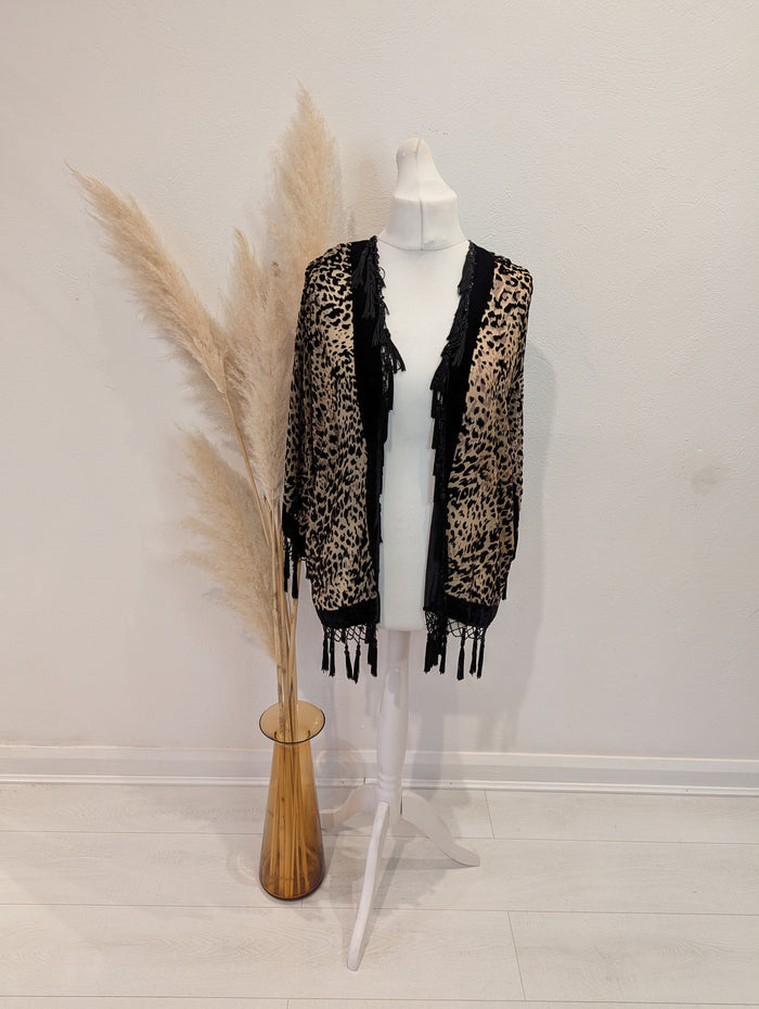 James Lakeland Leopard tassel cover up M