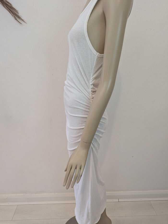 James Pearse White Ruched Maxi M