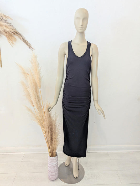 James Perse Black Cotton Ruched Maxi